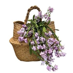 Handwoven Collapsable Natural Seagrass Belly Basket with Woven Handles